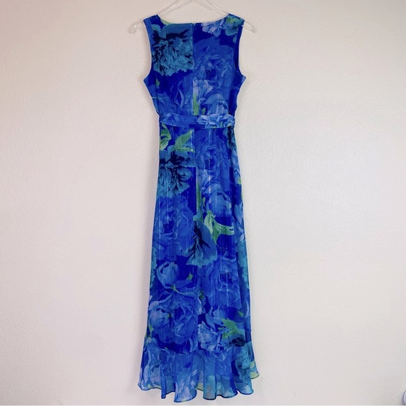 Jessica Howard Metallic Tie Waist Ruffle Dress Size 8P - Picture 5 of 8